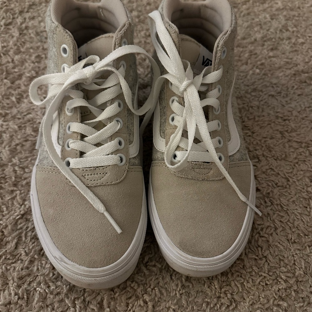 Vans High-Top Sneakers in Cream and White